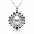 The Grand Pearl & Emerald Halo Pendant