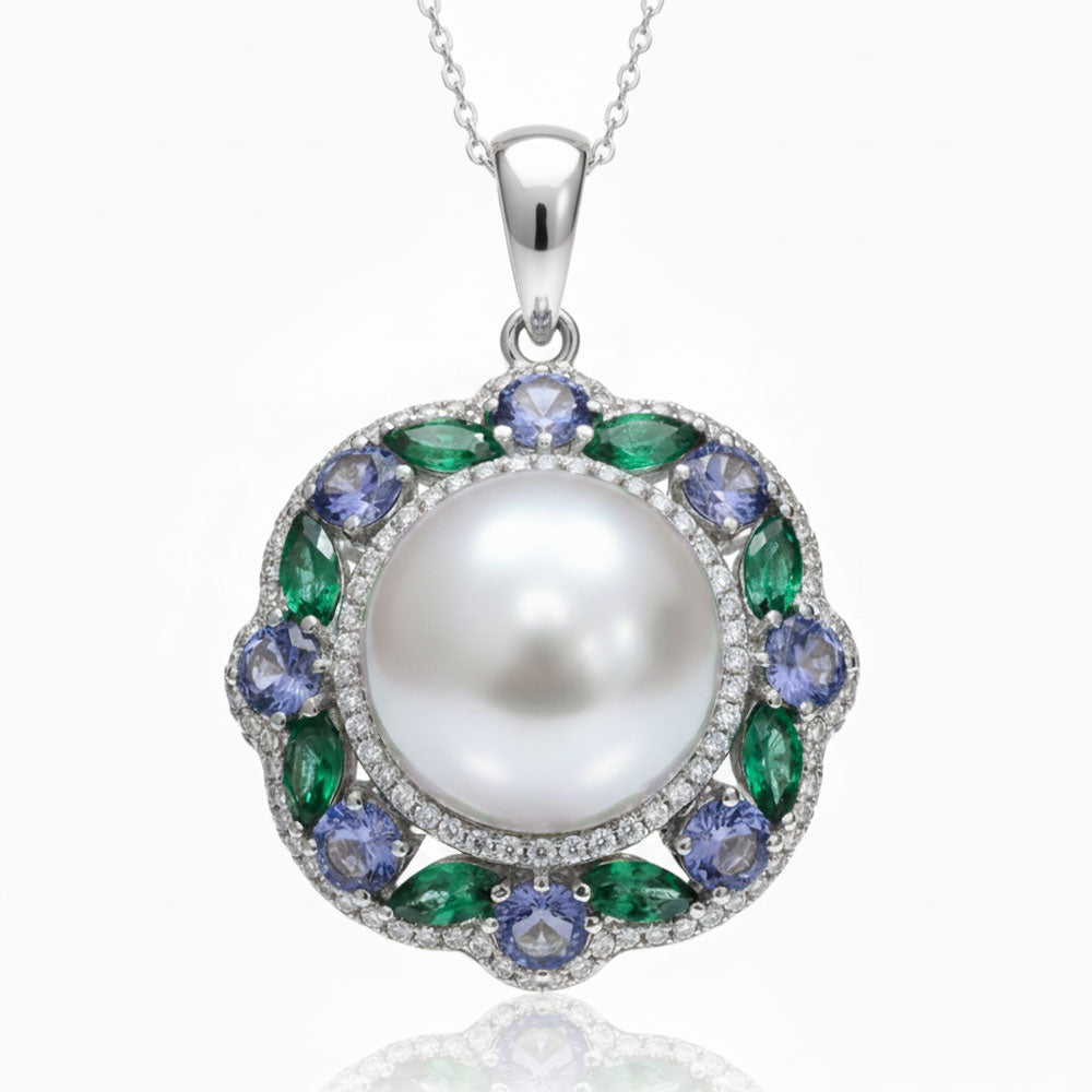 The Serpentine Pear Halo Pendant