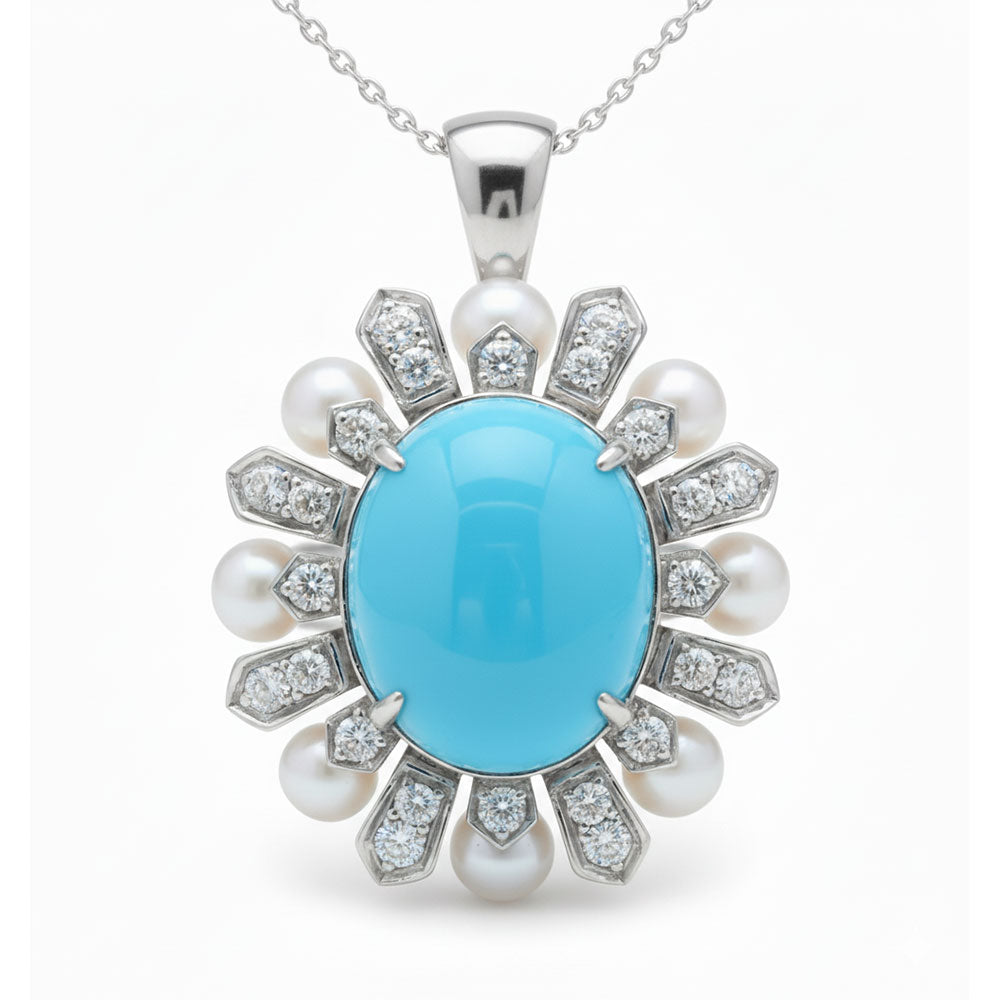 The Caspian Oval Halo Pendant