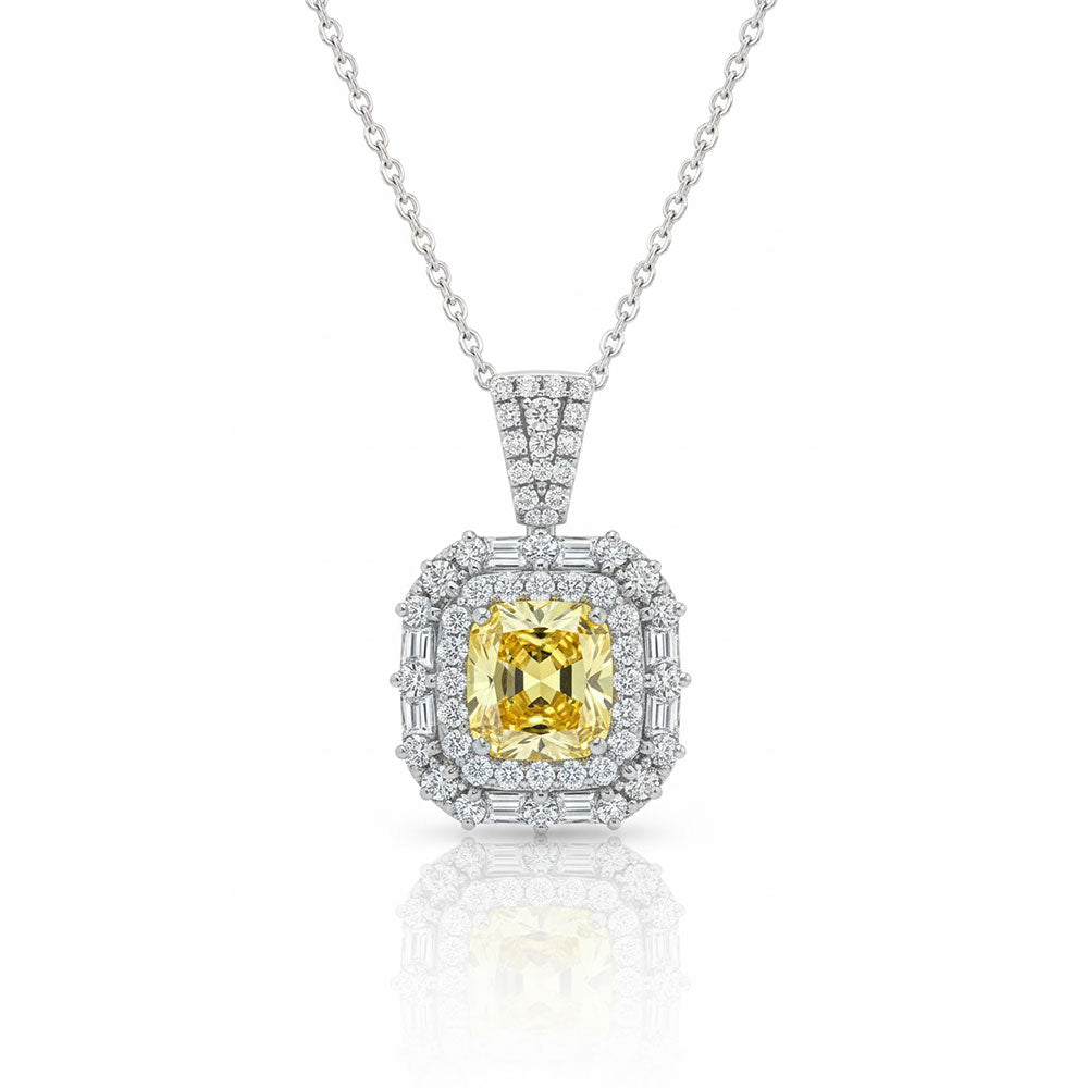 The Canary Cushion Halo Pendant
