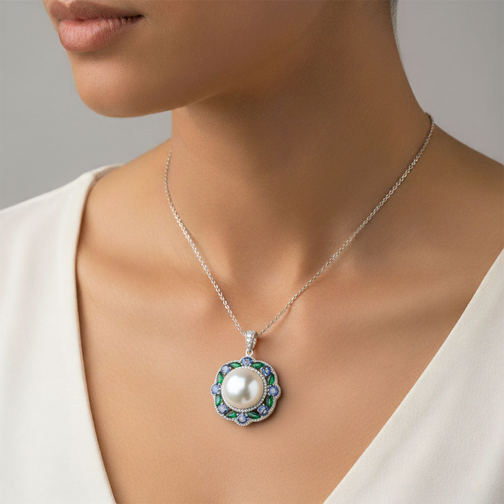 The Serpentine Pear Halo Pendant