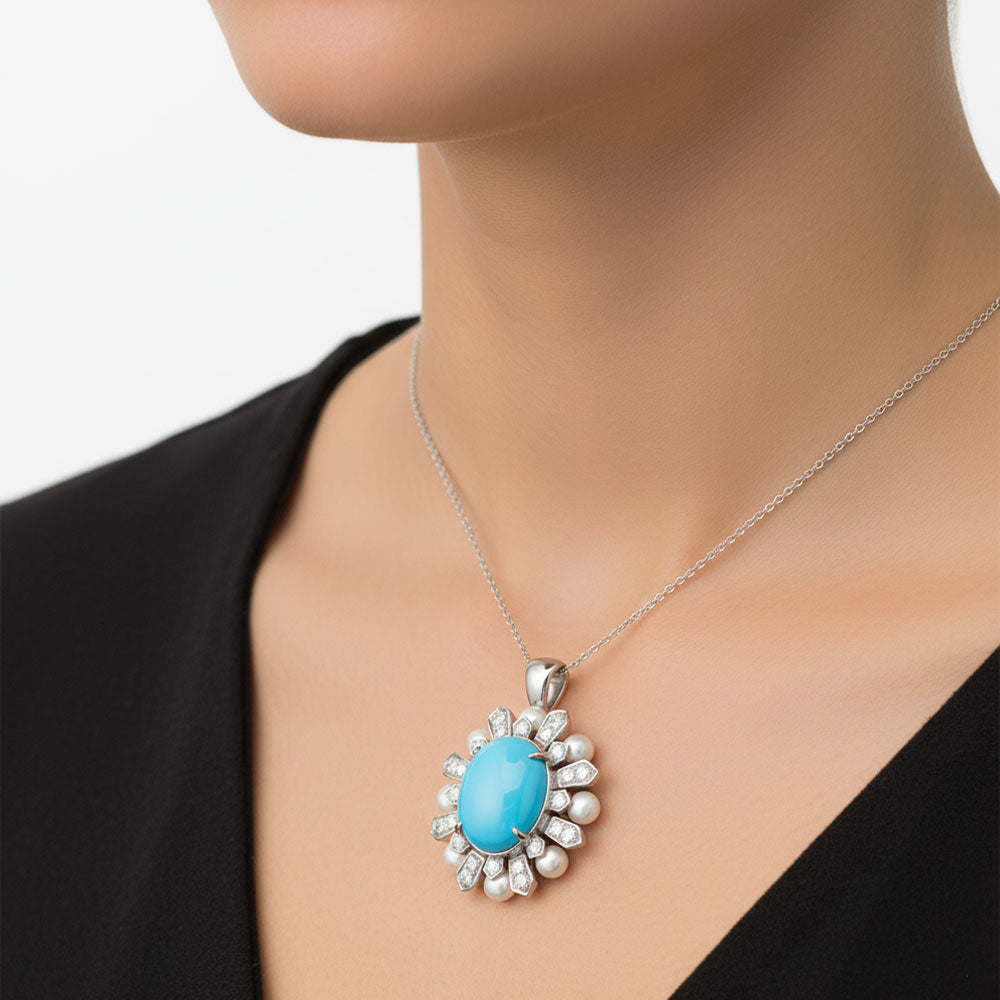 The Caspian Oval Halo Pendant