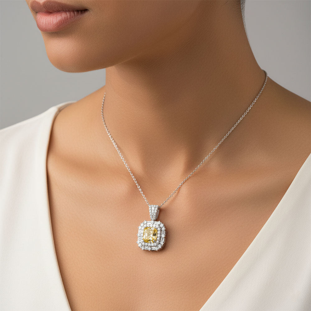 The Canary Cushion Halo Pendant